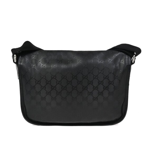 GUCCI Logo Imprime GG Pattern Shoulder Bag PVC Leather Black SHW Italy 34YH650 - Picture 3 of 16